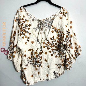 Beautiful Women's M Summer Blouse Top, Flower-printed